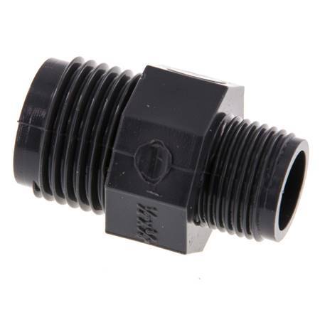 Reducing Double Nipple G3/8'' x G1/2'' PVC-U 16bar (224.8psi) EN 1452-3 [5 Pieces]