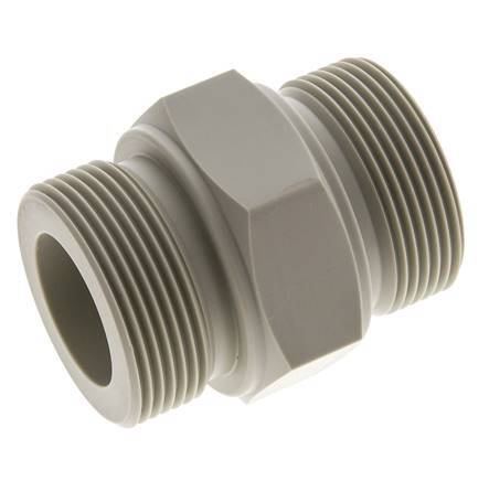 Double Nipple G1 1/2'' Polypropylene (pp) 10bar (140.5psi) FDA 55mm Hex
