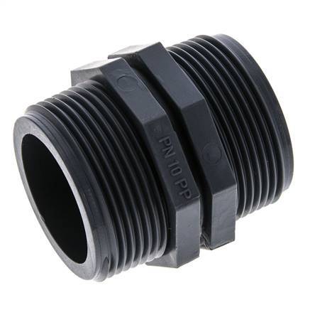 Mamelon double G1 1/2'' Polypropylène (pp) 10bar (140.5psi) FDA 54mm Hex