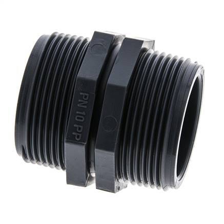 Mamelon double G1 1/2'' Polypropylène (pp) 10bar (140.5psi) FDA 54mm Hex