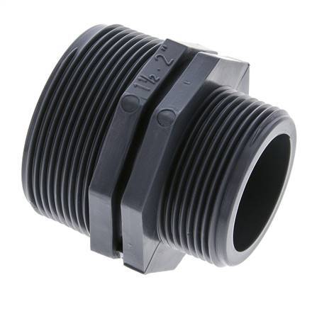 Reducing Double Nipple G1 1/2'' x G2'' Polypropylene (pp) 10bar (140.5psi) FDA 63mm Hex