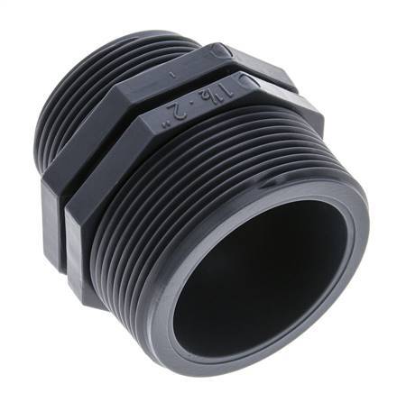 Reducing Double Nipple G1 1/2'' x G2'' Polypropylene (pp) 10bar (140.5psi) FDA 63mm Hex