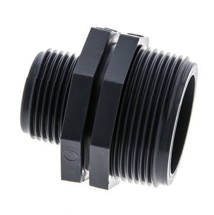 Mamelon double réducteur G1'' x G1 1/2'' Polypropylène (pp) 10bar (140.5psi) FDA 54mm Hex