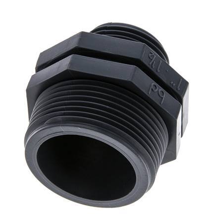 Mamelon double réducteur G1'' x G1 1/2'' Polypropylène (pp) 10bar (140.5psi) FDA 54mm Hex