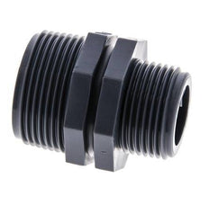 Mamelon double réducteur G1'' x G1 1/4'' Polypropylène (pp) 10bar (140.5psi) FDA 46mm Hex