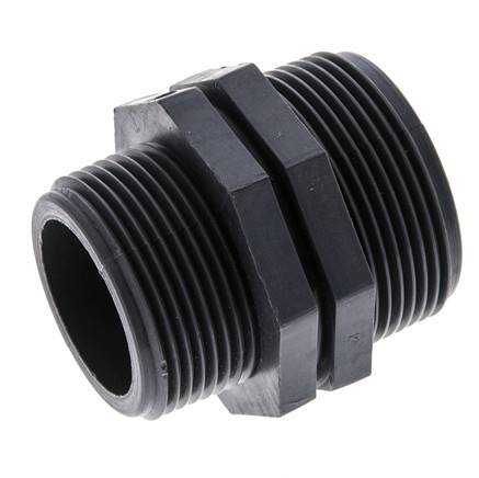 Mamelon double réducteur G1 1/4'' x G1 1/2'' Polypropylène (pp) 10bar (140.5psi) FDA 54mm Hex