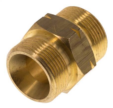 Embout double G1 1/4'' mâle x mâle gauche Laiton 16bar (224.8psi) 46mm Hex