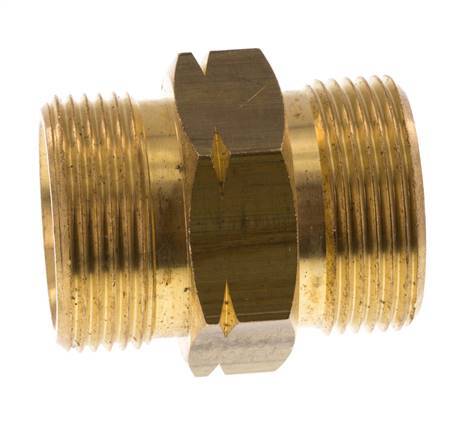 Embout double G1 1/4'' mâle x mâle gauche Laiton 16bar (224.8psi) 46mm Hex