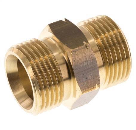 Double Nipple G1'' Male x Male Left Hand Brass 16bar (224.8psi) 36mm Hex