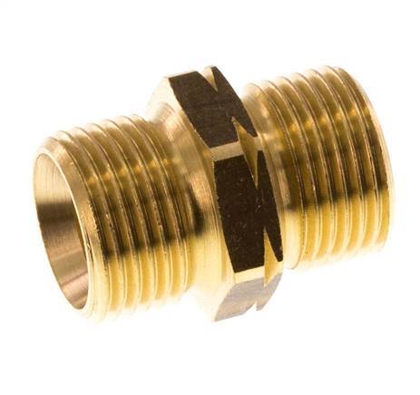 Double Nipple G3/8'' Male x Male Left Hand Brass 16bar (224.8psi) 19mm Hex [2 Pieces]