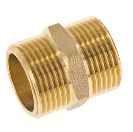 Double Nipple G3/4'' Brass Flat Seal 16bar (224.8psi) 27mm Hex [2 Pieces]