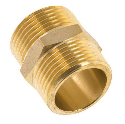 Double Nipple G3/4'' Brass Flat Seal 16bar (224.8psi) 27mm Hex [2 Pieces]