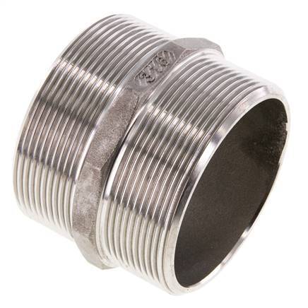 Double embout G2 1/2'' en acier inoxydable à joint plat 16bar (224.8psi) Hexagone 78mm