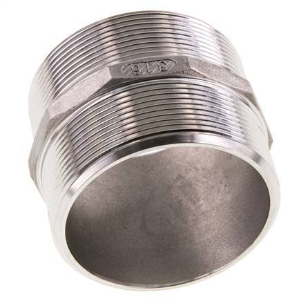 Double embout G2 1/2'' en acier inoxydable à joint plat 16bar (224.8psi) Hexagone 78mm