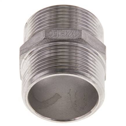 Embout double G1 1/4'' Acier inoxydable Joint plat 16bar (224.8psi) Hexagone 45mm