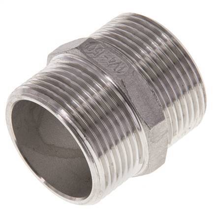 Embout double G1 1/4'' Acier inoxydable Joint plat 16bar (224.8psi) Hexagone 45mm