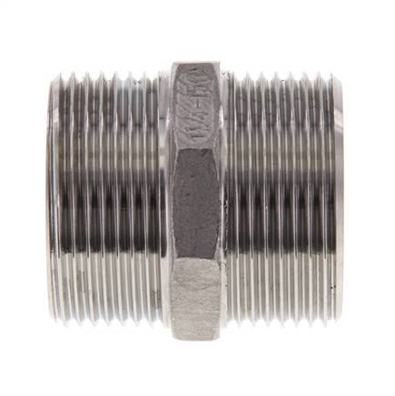 Embout double G1 1/4'' Acier inoxydable Joint plat 16bar (224.8psi) Hexagone 45mm