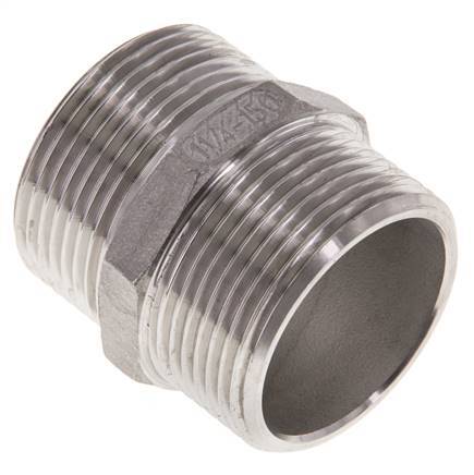 Embout double G1 1/4'' Acier inoxydable Joint plat 16bar (224.8psi) Hexagone 45mm