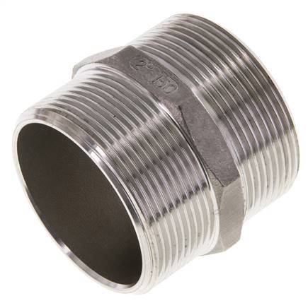 Double Nipple G2'' Stainless Steel Flat Seal 16bar (224.8psi) 62mm Hex