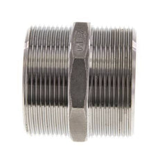 Double Nipple G2'' Stainless Steel Flat Seal 16bar (224.8psi) 62mm Hex