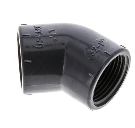 45deg Angled Fitting Rp1'' Female PVC-U 16bar (224.8psi) EN 1452-3 [2 Pieces]