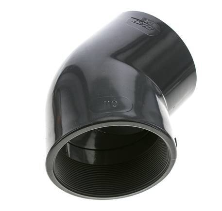 Raccord coudé 45deg Rp4'' femelle PVC-U 16bar (224.8psi) EN 1452-3