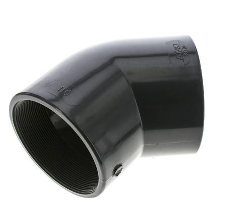 Raccord coudé 45deg Rp4'' femelle PVC-U 16bar (224.8psi) EN 1452-3