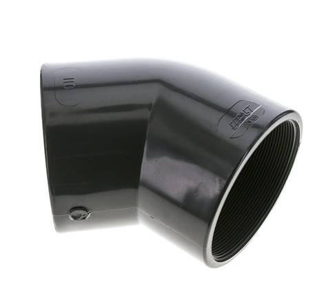 Raccord coudé 45deg Rp4'' femelle PVC-U 16bar (224.8psi) EN 1452-3