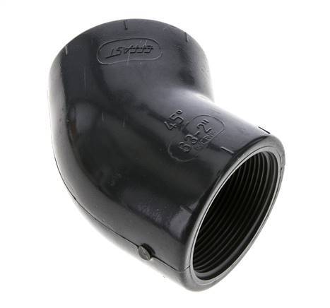 Raccord coudé 45deg Rp2'' Femelle PVC-U 16bar (224.8psi) EN 1452-3