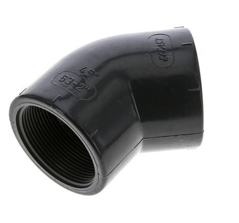 Raccord coudé 45deg Rp2'' Femelle PVC-U 16bar (224.8psi) EN 1452-3
