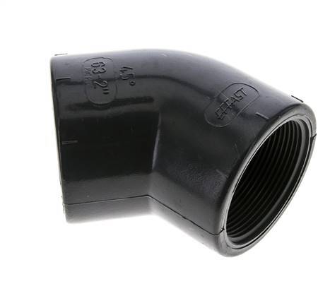 Raccord coudé 45deg Rp2'' Femelle PVC-U 16bar (224.8psi) EN 1452-3