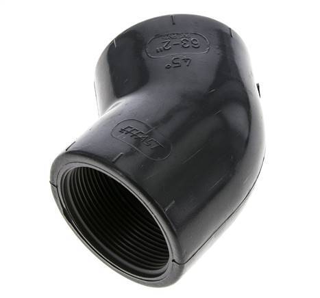 Raccord coudé 45deg Rp2'' Femelle PVC-U 16bar (224.8psi) EN 1452-3