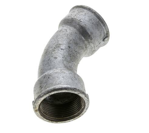 Raccord coudé 45deg Rp1 1/2'' Femelle Fonte 25bar (351.25psi)