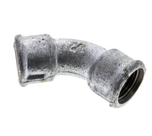 45deg Angled Fitting Rp1/2'' Female Cast Iron 25bar (351.25psi) [2 Pieces]