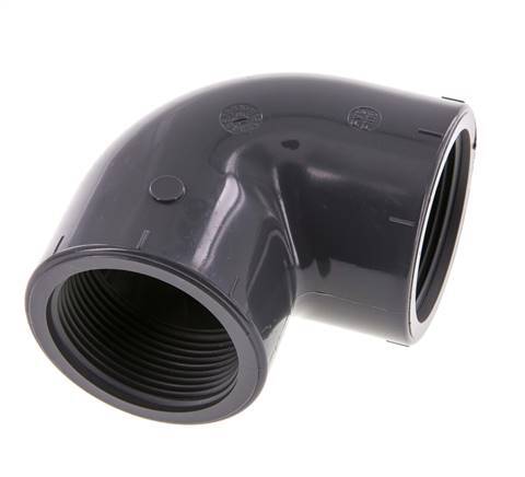 Raccord coudé 90deg Rp1 1/2'' Femelle PVC-U 16bar (224.8psi) EN 1452-3