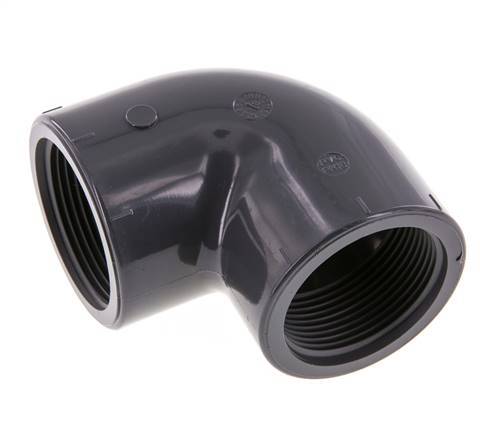 Raccord coudé 90deg Rp1 1/2'' Femelle PVC-U 16bar (224.8psi) EN 1452-3