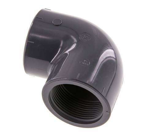 Raccord coudé 90deg Rp1 1/2'' Femelle PVC-U 16bar (224.8psi) EN 1452-3