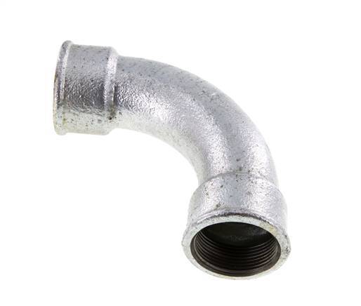 90deg Angled Fitting Rp1 1/2'' Female Long Cast Iron 25bar (351.25psi)