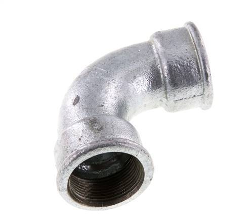 Raccord coudé 90deg Rp1 1/2'' Femelle Court Fonte 25bar (351.25psi)