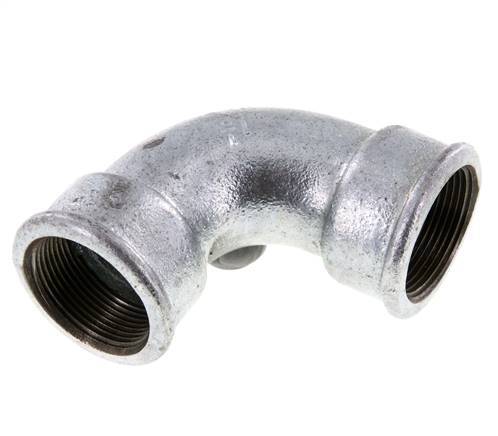 Raccord coudé 90deg Rp1 1/2'' Femelle Court Fonte 25bar (351.25psi)