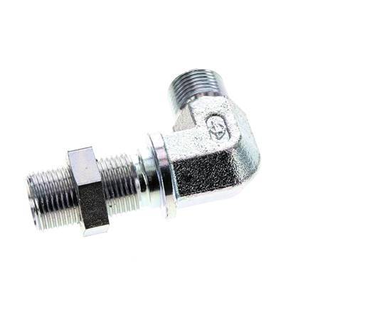 90deg Angled Fitting G3/8'' Bulkhead High Pressure Steel 60° Cone 325bar (4566.25psi) Hydraulic