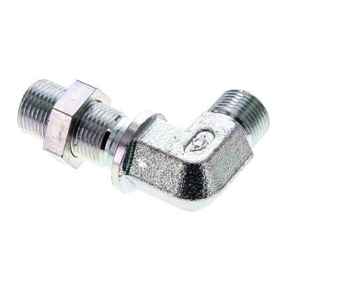 90deg Angled Fitting G3/8'' Bulkhead High Pressure Steel 60° Cone 325bar (4566.25psi) Hydraulic