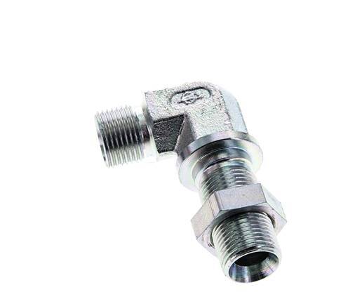 Raccord coudé 90deg G3/8'' Bulkhead Haute Pression Acier 60° Cône 325bar (4566.25psi) Hydraulique