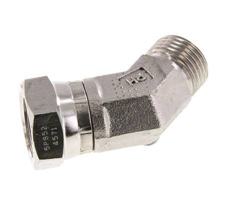 Raccord coudé 45deg G1/2'' Femelle x Mâle Acier inoxydable haute pression Cône 60° 300bar (4215.0psi) Hydraulique