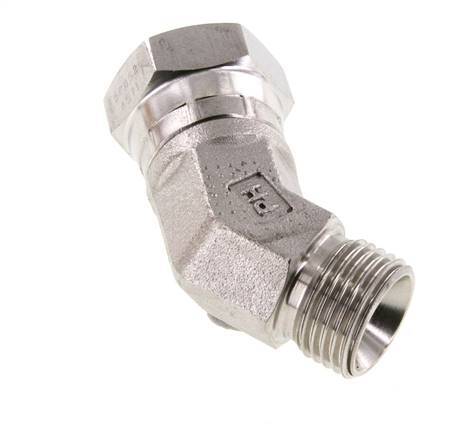 Raccord coudé 45deg G1/2'' Femelle x Mâle Acier inoxydable haute pression Cône 60° 300bar (4215.0psi) Hydraulique