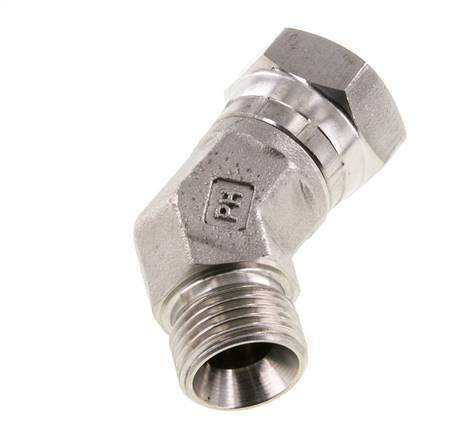 Raccord coudé 45deg G1/2'' Femelle x Mâle Acier inoxydable haute pression Cône 60° 300bar (4215.0psi) Hydraulique