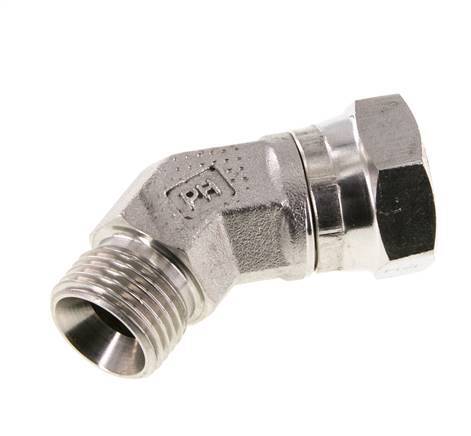 Raccord coudé 45deg G1/2'' Femelle x Mâle Acier inoxydable haute pression Cône 60° 300bar (4215.0psi) Hydraulique