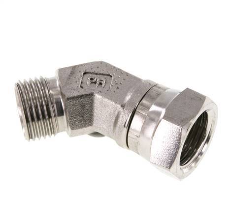 Raccord coudé 45deg G1/2'' Femelle x Mâle Acier inoxydable haute pression Cône 60° 300bar (4215.0psi) Hydraulique