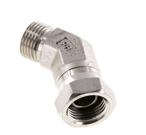Raccord coudé 45deg G1/2'' Femelle x Mâle Acier inoxydable haute pression Cône 60° 300bar (4215.0psi) Hydraulique