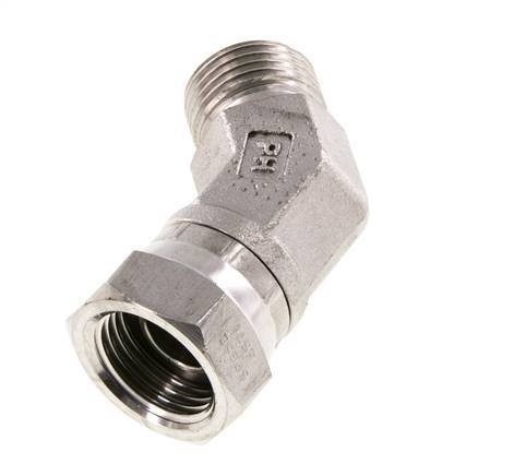 Raccord coudé 45deg G1/2'' Femelle x Mâle Acier inoxydable haute pression Cône 60° 300bar (4215.0psi) Hydraulique
